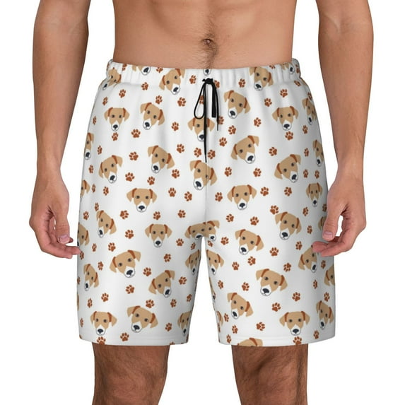 Kdxio Labrador Retriever Dog Print Men's Swim Trunks with Compression Liner 7 Inch Inseam Quick Dry Swim Shorts