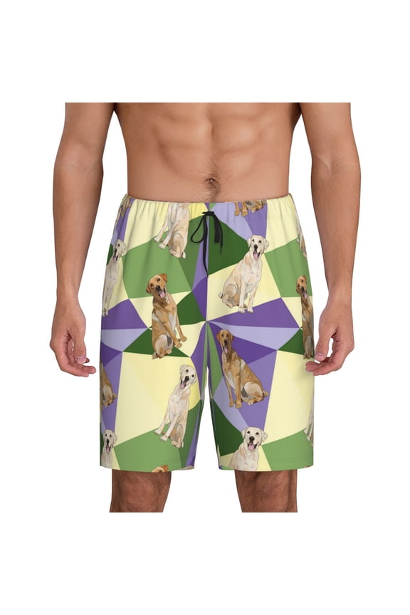 Labrador Retriever Dog Print Mens Sleep Shorts Bottoms Soft Comfy Pajama Wear Pants with Drawstring Pockets