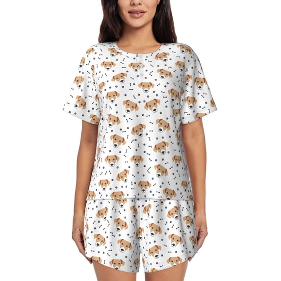 Kdxio Labrador Retriever Dog Print Pajamas Sets for Women Short-Sleeved Pjs with Lounge Shorts Two Piece Sleepwear S-4XL