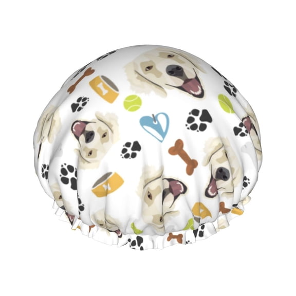 Kdxio Labrador Retriever Dog Print Shower Cap for Women,Elastic and Reusable,Double Waterproof Layers Bathing Hat