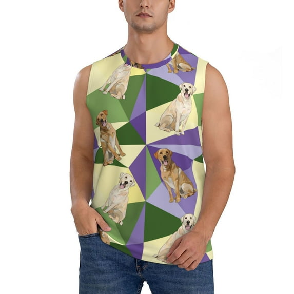 Kdxio Labrador Retriever Dog for Men's Muscle T-shirt,Sleeveless for Workout Running Athletic Gym Lounge Casual
