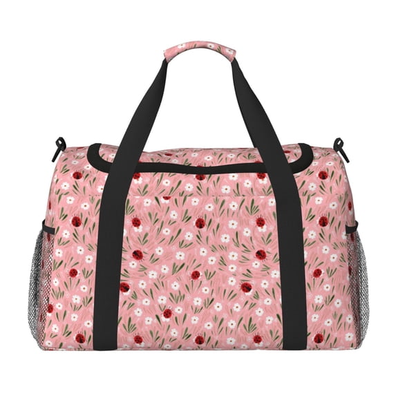 Kdxio Ladybug And Flowers Travel Duffel Bag Gym Bag Weekender Travel Bag Gym Bag for Women &Men Airplane Travel Essentials for Flying