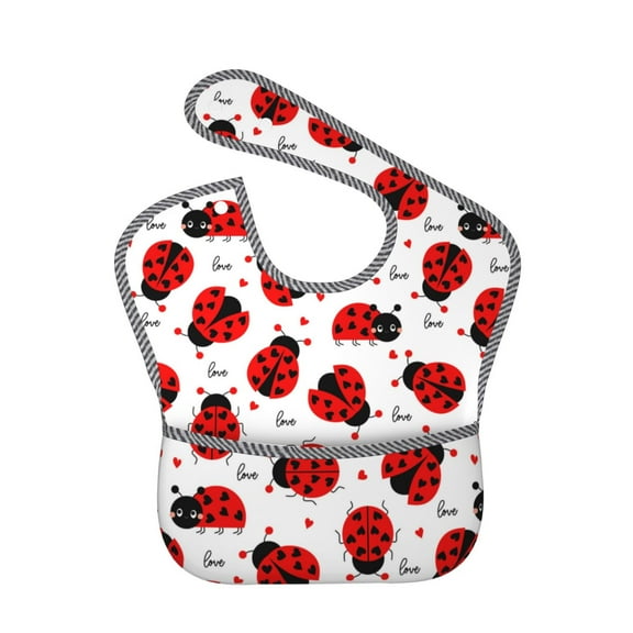 Kdxio Ladybug And Heart Bibs For Babies, Baby Bibs for Eating, Toddler Bibs, Waterproof Bibs, Feeding Bibs, for Toddlers, Boys, Girls