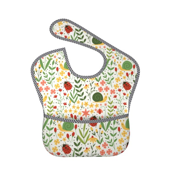Kdxio Ladybug And Wild Flowers Bibs For Babies, Baby Bibs for Eating, Toddler Bibs, Waterproof Bibs, Feeding Bibs, for Toddlers, Boys, Girls