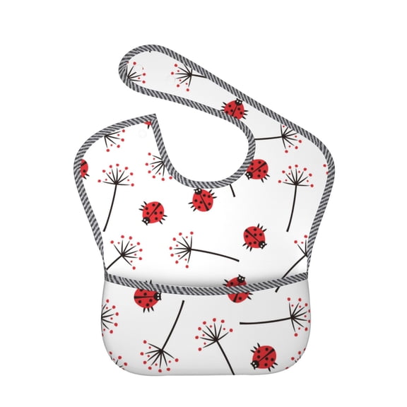 Kdxio Ladybug With Dandelion Bibs For Babies, Baby Bibs for Eating, Toddler Bibs, Waterproof Bibs, Feeding Bibs, for Toddlers, Boys, Girls