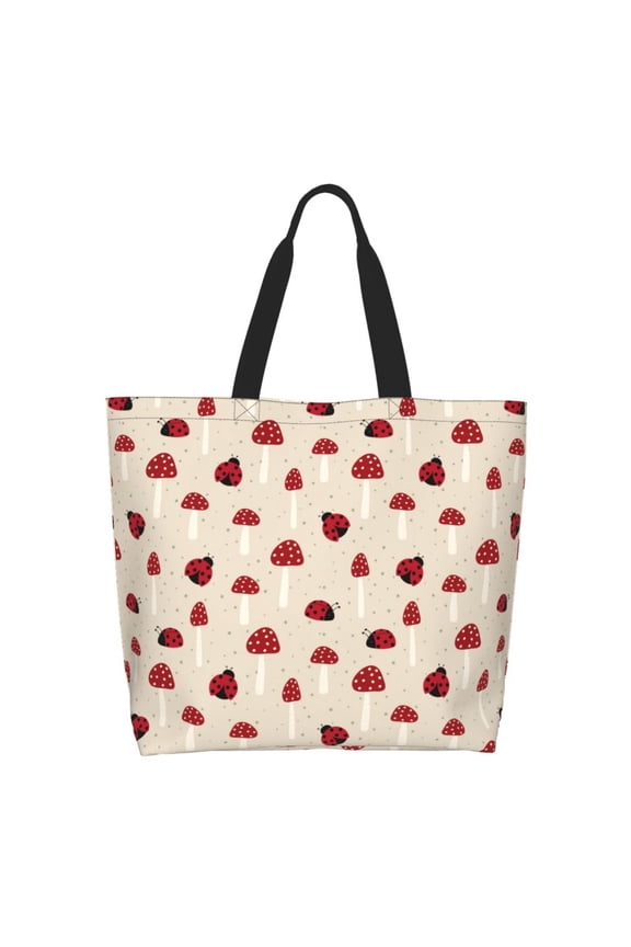 Ladybug With Mushroom Casual Tote Bags Women Big Capacity Shoulder Bag for Women Travel Shoulder Bags Handbags