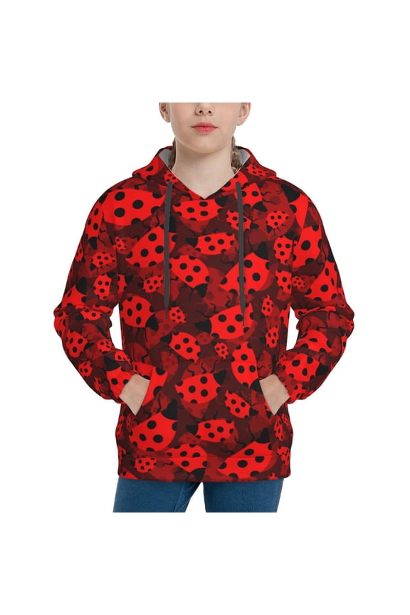 Ladybugs 1 Pattern Boys Athletic Unisex Boys Girls Hoodie with Pocket Sweatshirts-Medium