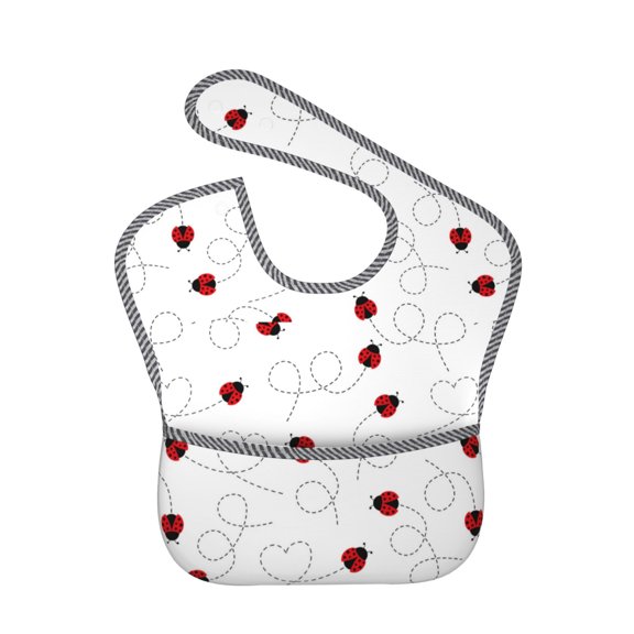 Kdxio Ladybugs Flying On Dotted Route Bibs For Babies, Baby Bibs for Eating, Toddler Bibs, Waterproof Bibs, Feeding Bibs, for Toddlers, Boys, Girls
