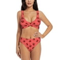 thumbnail image 1 of Kdxio Ladybugs On Red Polka Dot Print Women's 2 Piece High Waisted Wrap Spaghetti Strap Summer Swimsuit Bikini Set-X-Large, 1 of 5