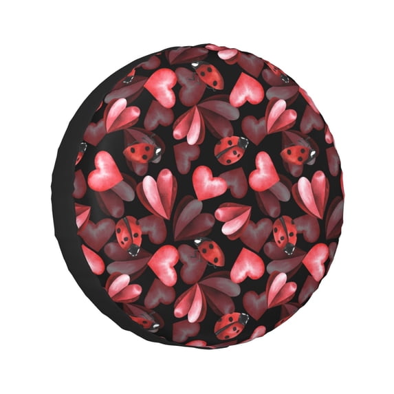 Kdxio Ladybugs and Red Hearts for Tire Cover Wheel Protectors Tyre Covers Weatherproof Wheel Covers Universal Fit for Trailer Rv SUV Truck Camper Travel Trailers 14 inch