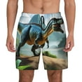 thumbnail image 1 of Kdxio Lake Forest Dinosaur A Print Men's Swim Trunks with Compression Liner 7 Inch Inseam Quick Dry Swim Shorts, 1 of 5