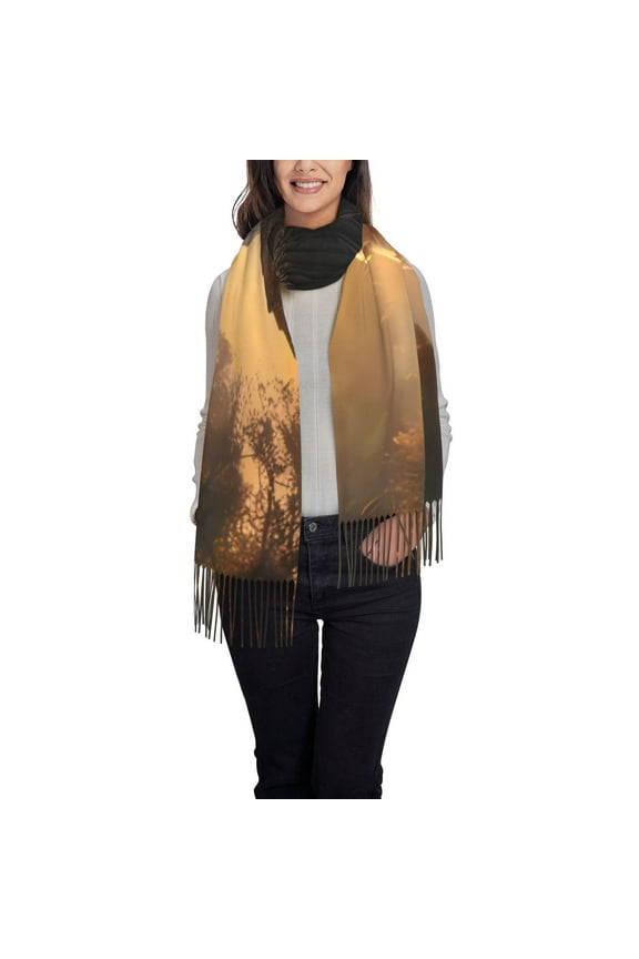 Lake Meditating Elephant Women's Scarf Womens Winter Scarf, Fashion Scarfs for Women, Shawls and Wraps, Long Blanket Scarf