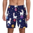 thumbnail image 1 of Kdxio Lama In Space Print Men'S Swim Trunks With Compression Liner 7 Inch Inseam Quick Dry Swim Shorts, 1 of 7