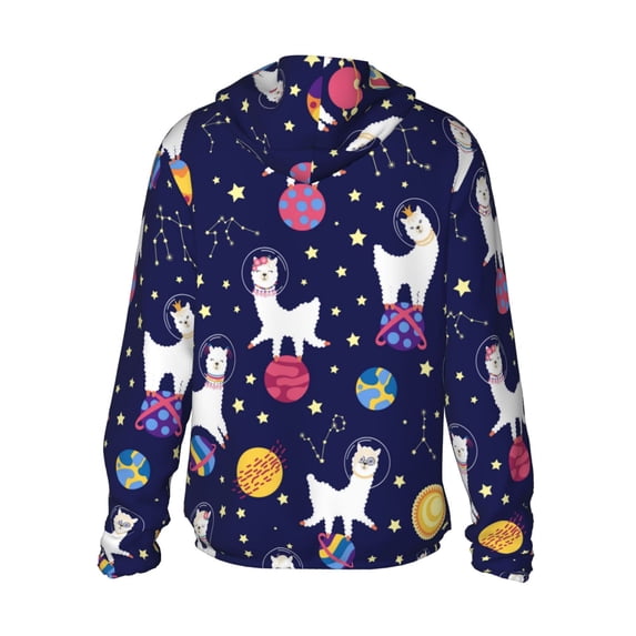 Kdxio Lama in Space Print Women Men Sun Protection UPF 50+ Jackets Zip Up Long Sleeve Hoodie Hiking Lightweight with Pockets