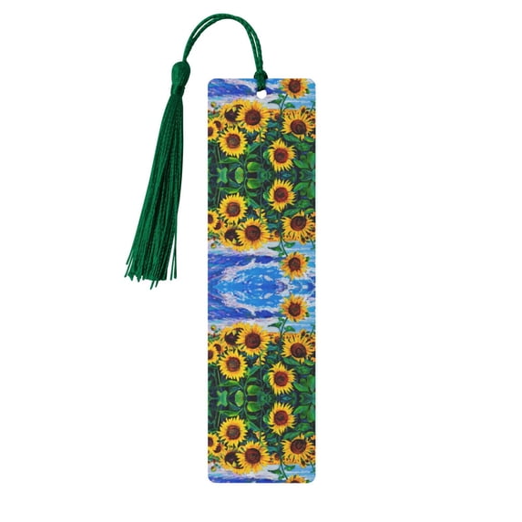 Kdxio Landscape With Sunflowers Print Metal Tassel Bookmarks,Perfect Gift for Art Lovers and Bookworms Metal Bookmarks for Women