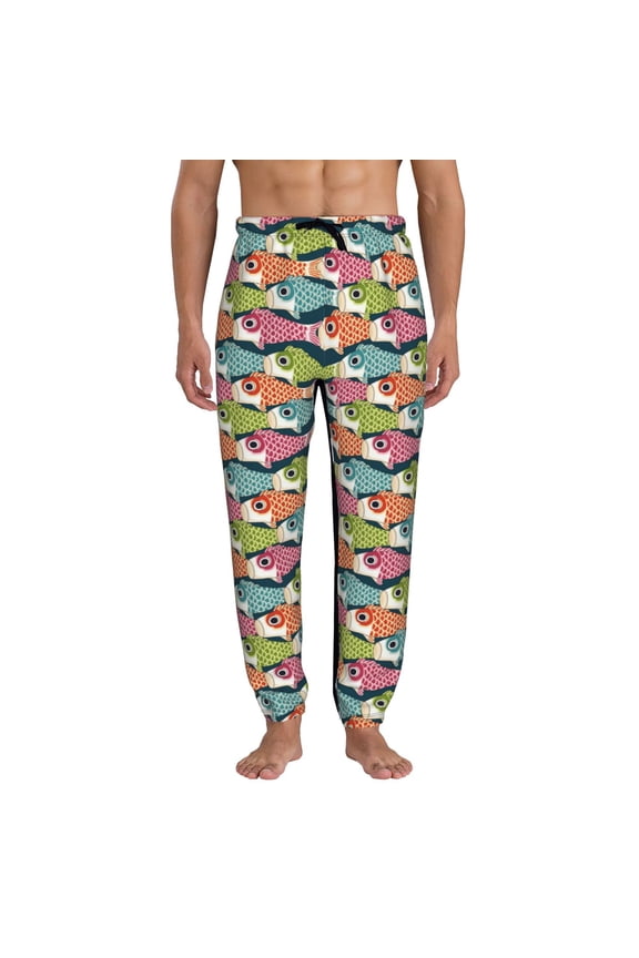 Lantern Koi Fish Pattern Joggers,Sweatpants for Men with Pockets-3X-Large