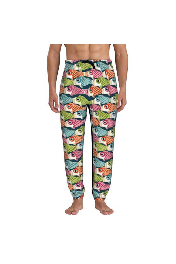 Lantern Koi Fish Pattern Joggers,Sweatpants for Men with Pockets-Large