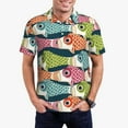 thumbnail image 1 of Kdxio Lantern Koi Fish Print Men's Short Sleeve Polo Shirt,Midweight Men's Shirt, 1 of 5