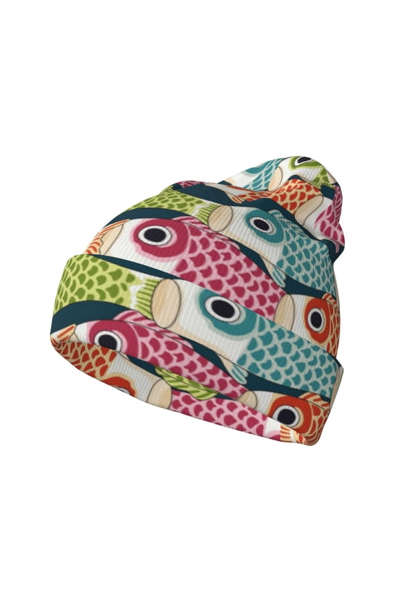 Lantern Koi Fish Winter Beanie for Men Women Beanie Knit Hat Cuffed Cap Beanie Knit Chunky Snow Cap