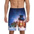 thumbnail image 1 of Kdxio Lantern On Snow Print Mens Sleep Shorts Bottoms Soft Comfy Pajama Wear Pants with Drawstring Pockets, 1 of 7