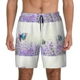 thumbnail image 1 of Kdxio Lavender And Butterfly Print Men'S Swim Trunks With Compression Liner 7 Inch Inseam Quick Dry Swim Shorts, 1 of 7