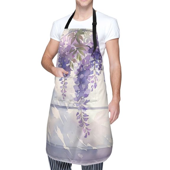Kdxio Lavender Blooms Window Apron with Pockets Adjustable Kitchen Aprons for Men Women Waterproof Aprons for Cooking,Drawing,Crafting, Baking Household Cleaning