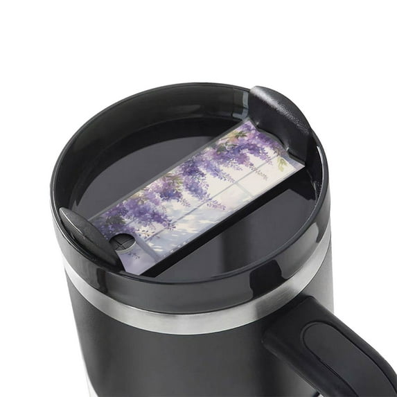 Kdxio Lavender Blooms Window Name Plate Compatible Stanley Cups Name Tag Acrylic Nameplate Tumbler Lid Topper for Cup Accessories
