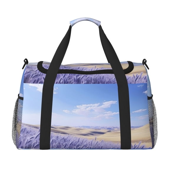 Kdxio Lavender Fields Under Blue Sky Travel Duffel Bag Gym Bag Weekender Travel Bag Gym Bag for Women &Men Airplane Travel Essentials for Flying