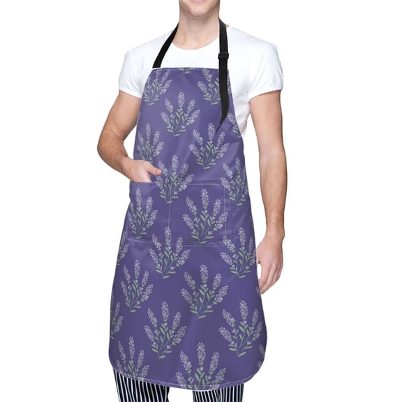 Kdxio Lavender Flowers Apron with Pockets Adjustable Kitchen Aprons for Men Women Waterproof Aprons for Cooking,Drawing,Crafting, Baking Household Cleaning