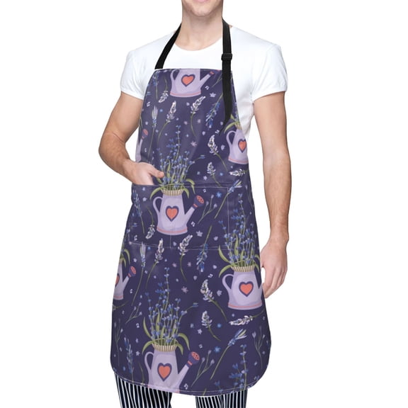 Kdxio Lavender Flowers Apron with Pockets Adjustable Kitchen Aprons for Men Women Waterproof Aprons for Cooking,Drawing,Crafting, Baking Household Cleaning