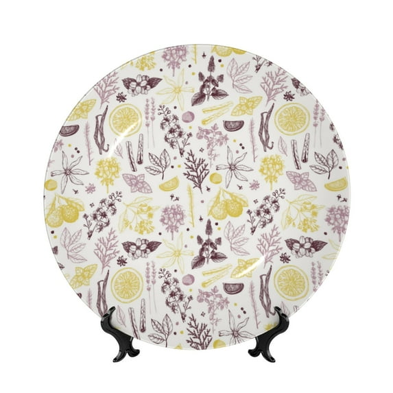 Kdxio Lavender Flowers Bone China Decorative Plate Ceramic Decorative Plate for Home Office Wall Stand Decorative Plates for Home Bedroom-8in