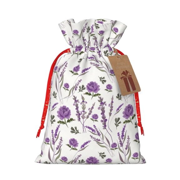 Kdxio Lavender Flowers Christmas Gift Bags, Birthday gift bags Xmas Presents Bags Holiday Gift Bags for Christmas Gifts, Weddings and Birthday-Medium