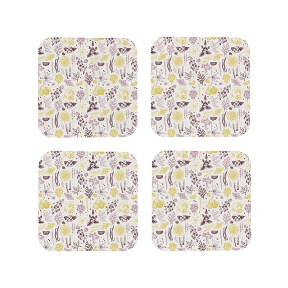 Kdxio Lavender Flowers Funny Coasters,4 Pcs Leather Coasters,Housewarming Gifts,Protect Furniture from Water Marks Scratch and Damage