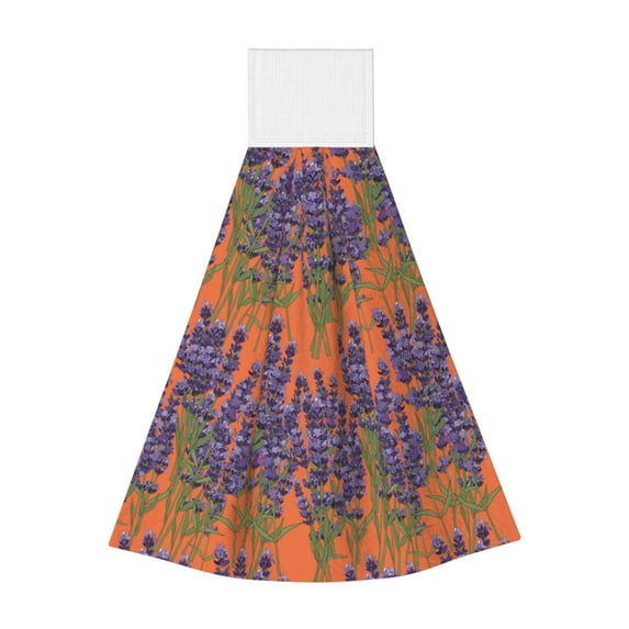 Kdxio Lavender Flowers Hand Towel with Loop Hanging Towel Absorbent Tie Towels for Kitchen Tea Bar Bathroom Decor