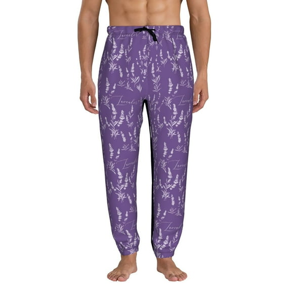Kdxio Lavender Flowers Pattern Joggers,Sweatpants for Men with Pockets-3X-Large