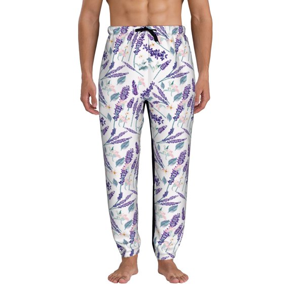 Kdxio Lavender Flowers Pattern Joggers,Sweatpants for Men with Pockets-Medium