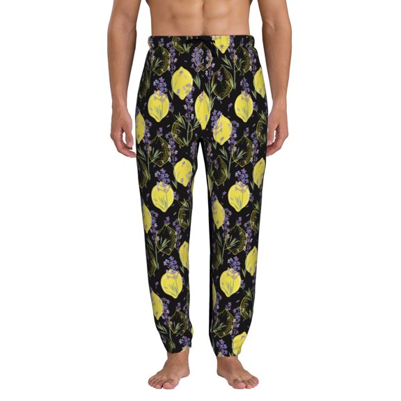 Kdxio Lavender Flowers Pattern Joggers,Sweatpants for Men with Pockets-Medium