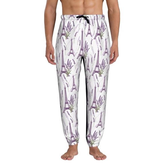 Kdxio Lavender Flowers Pattern Joggers,Sweatpants for Men with Pockets-Medium