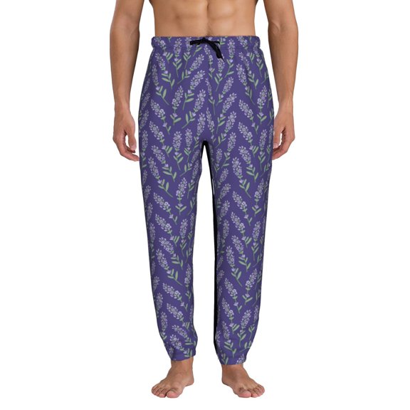 Kdxio Lavender Flowers Pattern Joggers,Sweatpants for Men with Pockets-Medium