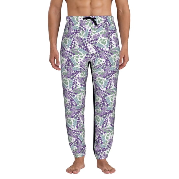 Kdxio Lavender Flowers Pattern Joggers,Sweatpants for Men with Pockets-Medium