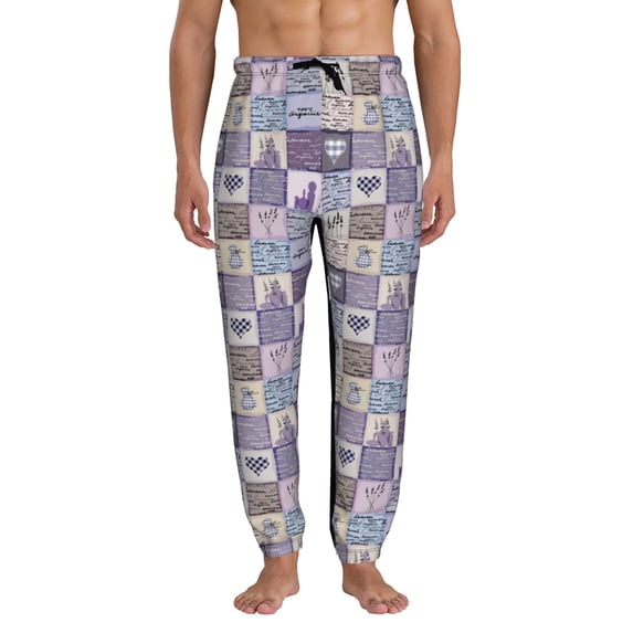 Kdxio Lavender Flowers Pattern Joggers,Sweatpants for Men with Pockets-X-Large