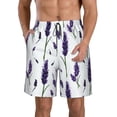 thumbnail image 1 of Kdxio Lavender Flowers Pattern Mens Casual Shorts - Drawstring Summer Beach Sports Shorts for Men, 1 of 9