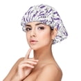 thumbnail image 1 of Kdxio Lavender Flowers Pattern Satin Bonnet Silk Bonnet Hair Bonnet for Sleeping Hair Bonnets for Women Curly Natural Hair, 1 of 6