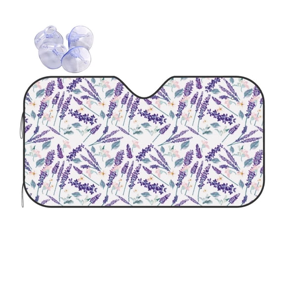 Kdxio Lavender Flowers Print Front Windshield Sun Shade,Folding Auto Sunshade for Car Truck SUV-Small