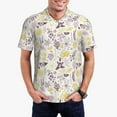 thumbnail image 1 of Kdxio Lavender Flowers Print Men's Short Sleeve Polo Shirt,Midweight Men's Shirt, 1 of 6