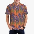 thumbnail image 1 of Kdxio Lavender Flowers Print Men's Short Sleeve Polo Shirt,Midweight Men's Shirt, 1 of 6