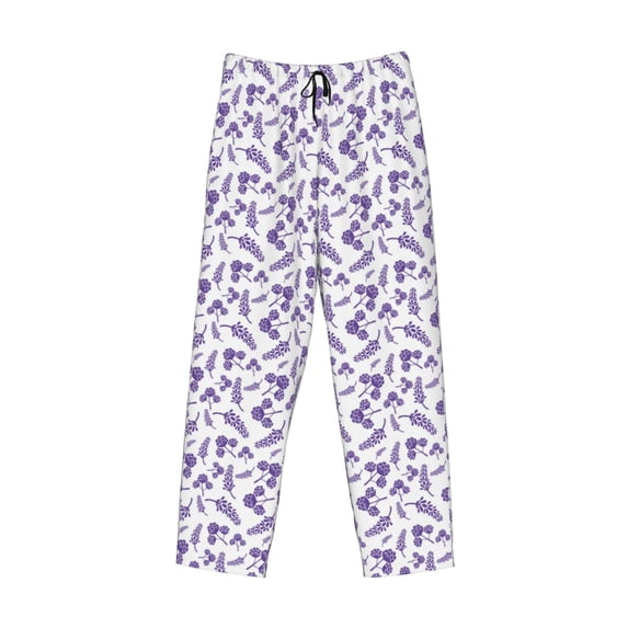Kdxio Lavender Flowers Print Men's Sleep Pajama Pant Lounge Pants with Pockets