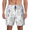 thumbnail image 1 of Kdxio Lavender Flowers Print Men's Swim Trunks with Compression Liner 7 Inch Inseam Quick Dry Swim Shorts, 1 of 7
