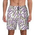 thumbnail image 1 of Kdxio Lavender Flowers Print Men's Swim Trunks with Compression Liner 7 Inch Inseam Quick Dry Swim Shorts, 1 of 7