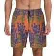 thumbnail image 1 of Kdxio Lavender Flowers Print Men's Swim Trunks with Compression Liner 7 Inch Inseam Quick Dry Swim Shorts, 1 of 7